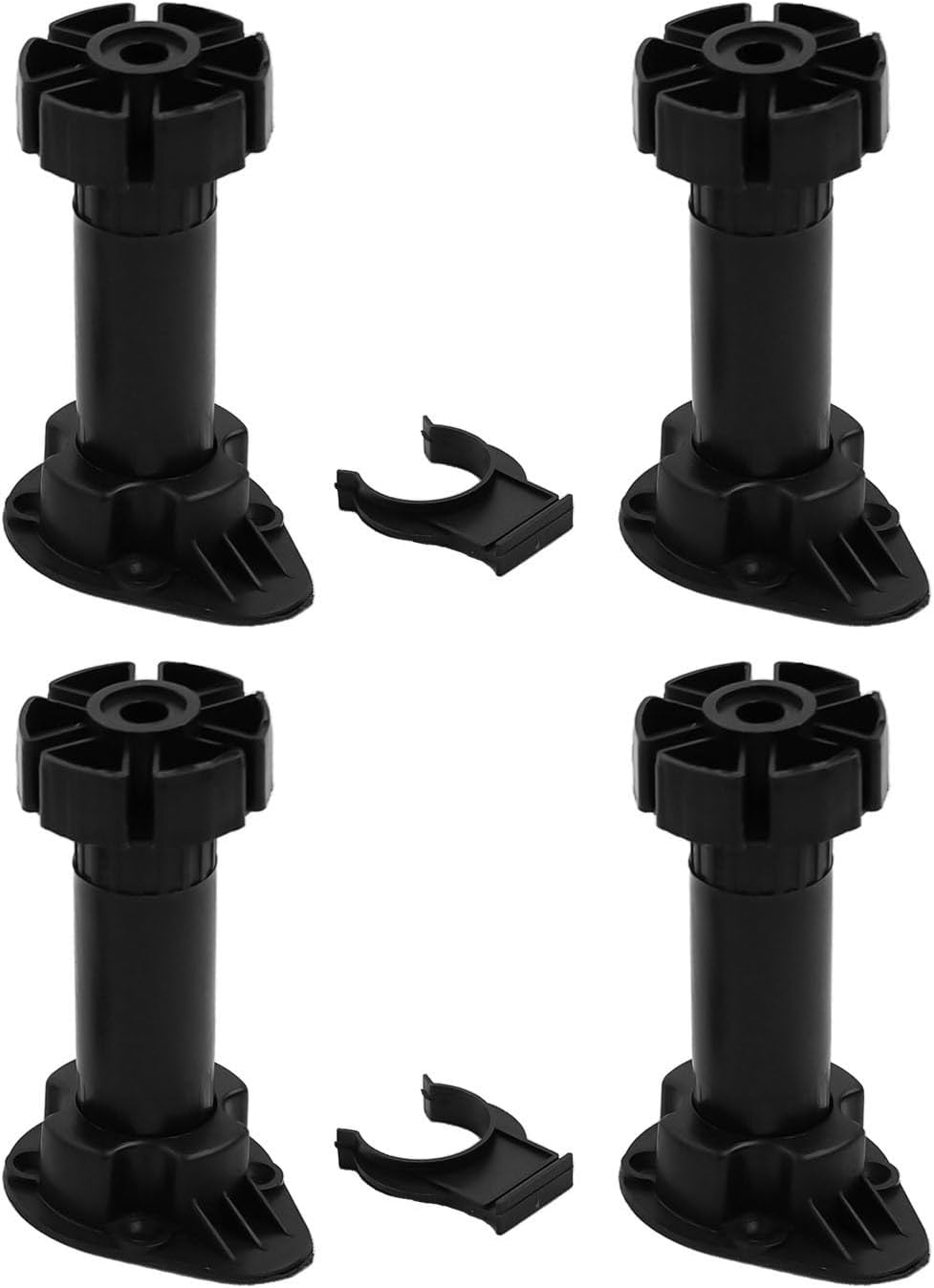 Zestaw 4 regulowanych nóżek ABS do szafek, garderób, sof, stołów, kuchni i projektów DIY, wysokość 80 mm, 100 mm, 120 mm, kolor czarny (10 cm)