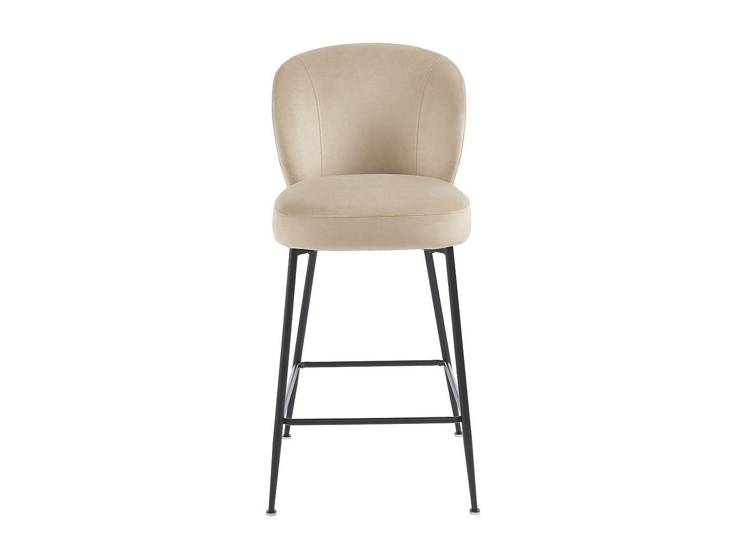 Sgabello da bar in Velluto e Metallo Nero Beige - Lotto di 2 - POLPONA - 3