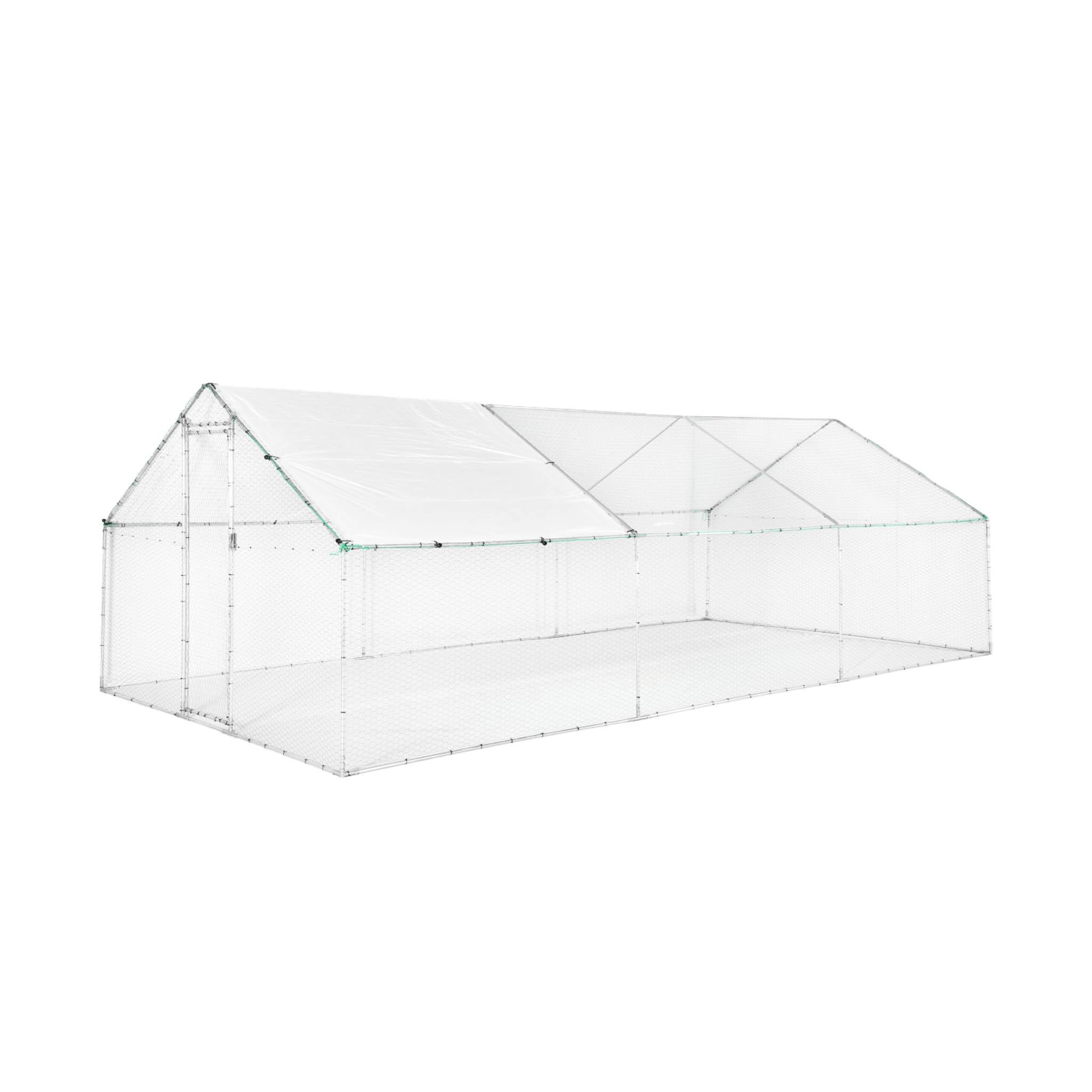 Enclos pour poulailler et volière 18m² acier galvanisé gris et vert ...