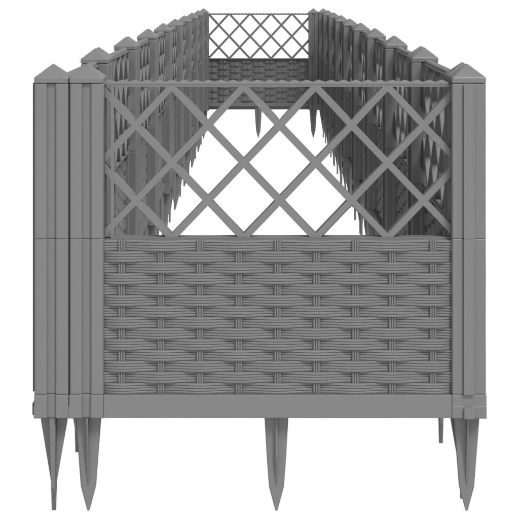 Jardinière de jardin | Pot de Fleurs avec piquets gris clair 363,5x43,5x43,5 cm PP CFW87031 - 4