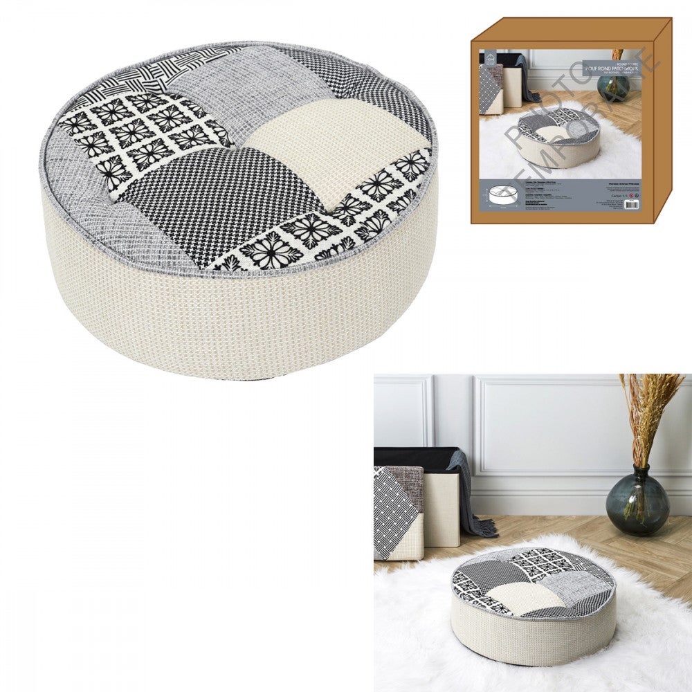Pouf rond Patchwork - LA CHAISE LONGUE - 3