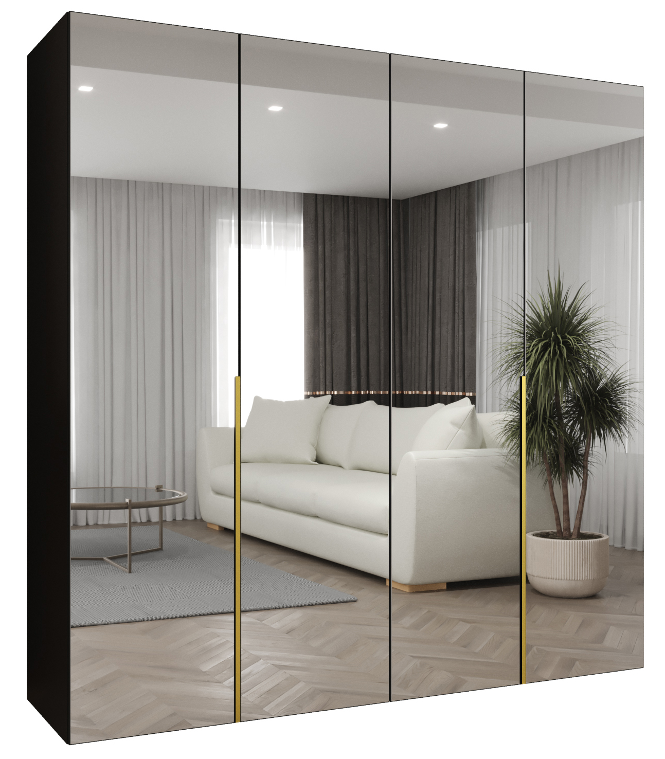 Szafa uchylna otwierana Alicante 3 200 x 52 x 202 cm czarny + u. złoty Abiks Meble