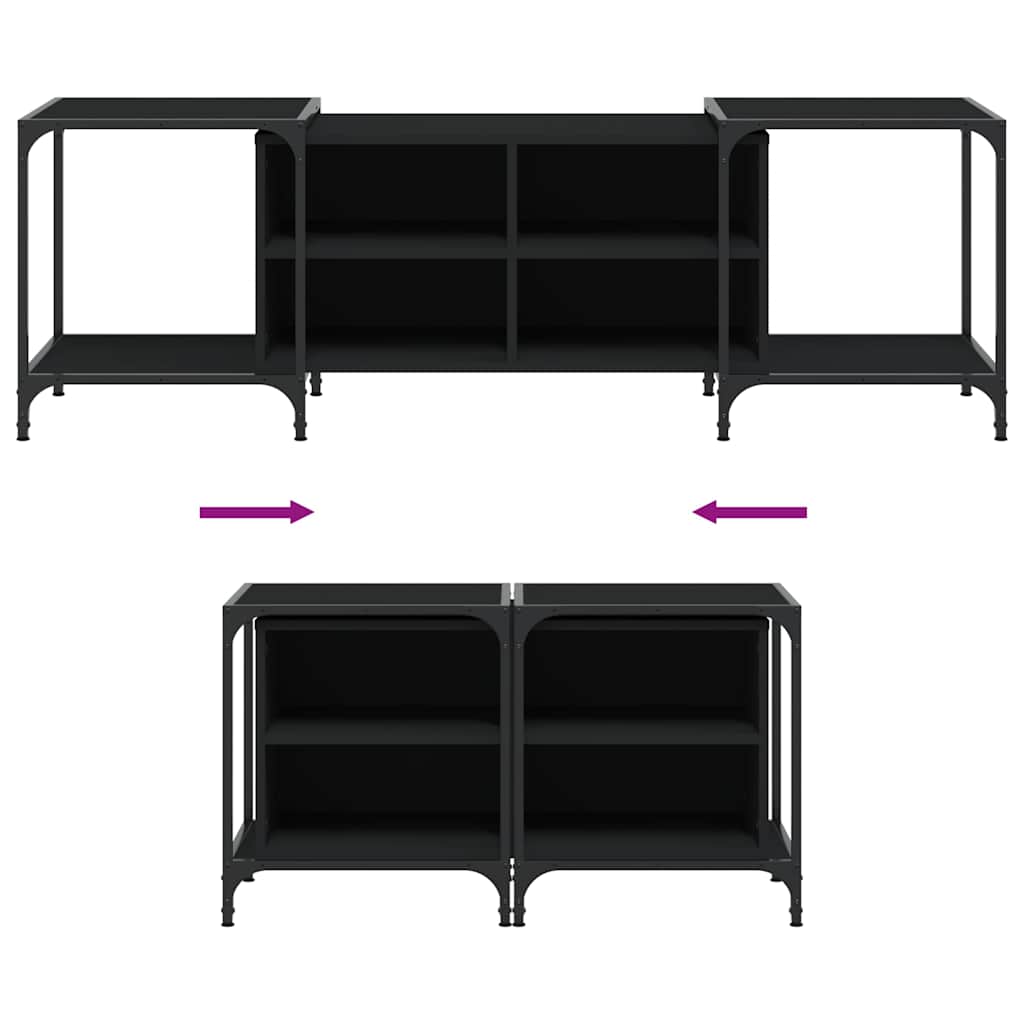 vidaXL Meuble TV noir 153x37x50 cm bois d'ingénierie - 7