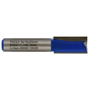 Tivoly Fresa Diritta 2 Taglienti 10 Mm - Lama In Carburo Rettificata A Diamante, Coda 8 Mm, Per Fresatrici, EN 847 - 4
