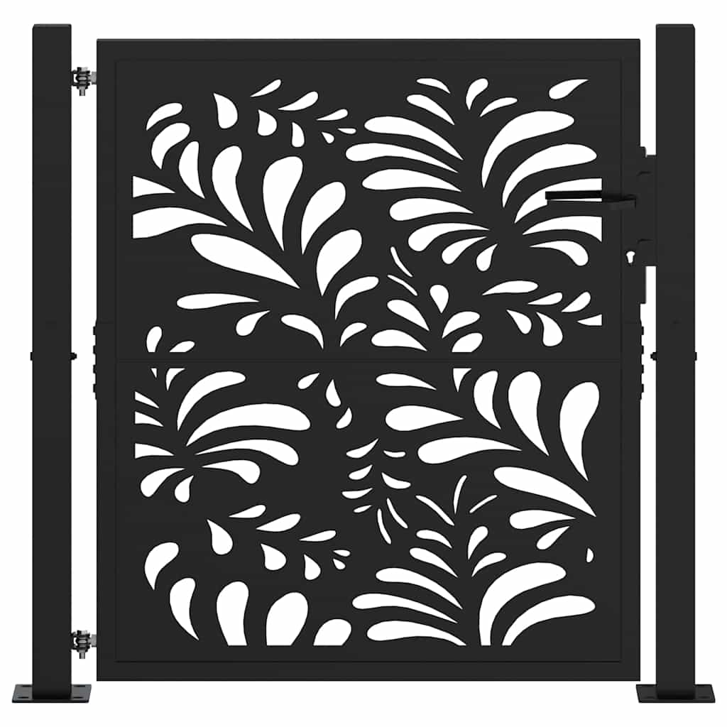 Portail de jardin noir 100x100 cm acier conception de vagues vidaXL - 4
