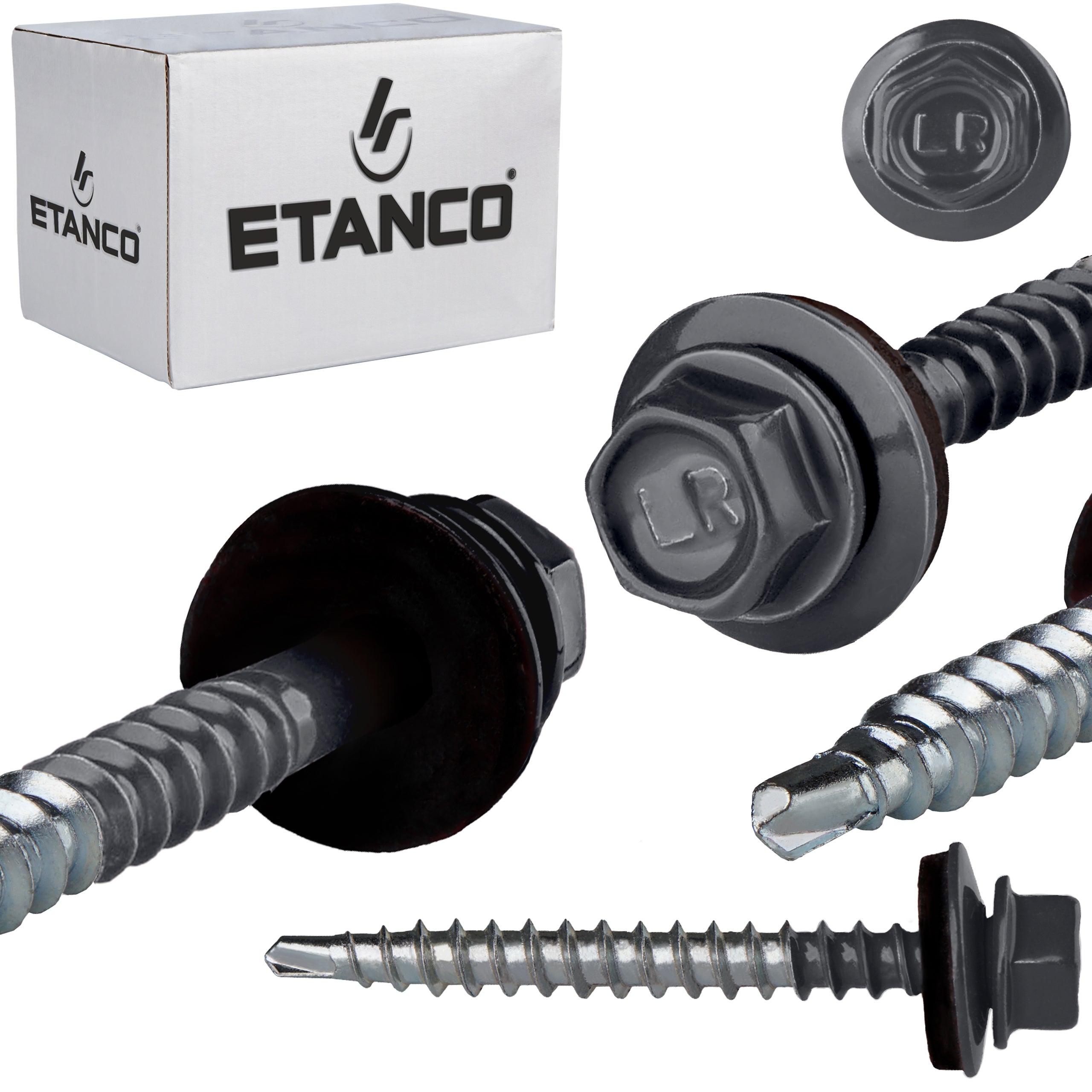 Wkręty farmerskie Etanco GTF2 Z14 4,8x50 mm RAL 7016 samowiercące 100szt