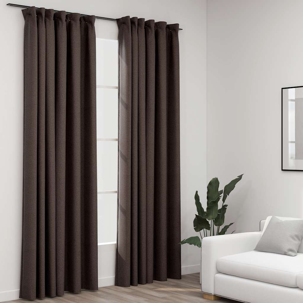 Zasłony stylizowane na lniane, 2 szt., taupe, 140x245 cm vidaXL