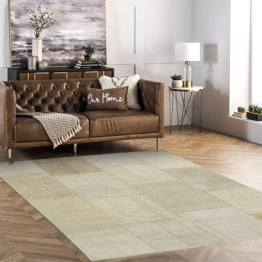 Alfombra de comedor rectangular moderna beige TUBE01 | Leroy Merlin