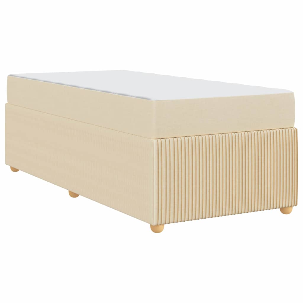 Cadre de lit avec matelas avec matelas Crème 100 x 200 cm tissu - 9