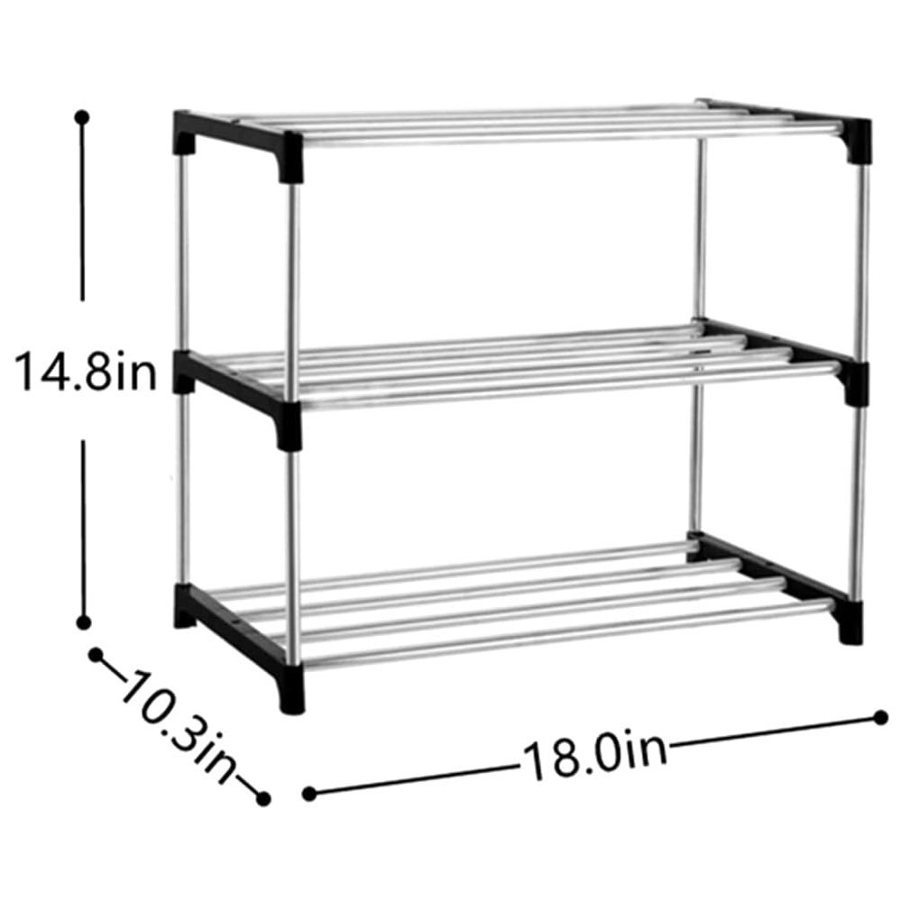 Petite étagère à chaussures empilable à 3 niveaux, organisateur de rangement léger pour étagère à chaussures pour entrée, couloir et placard - 2