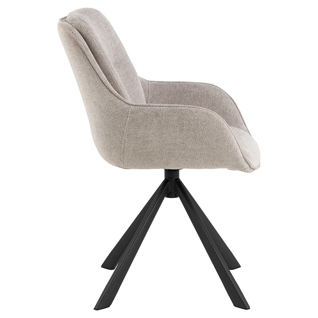 Carrie krzesło stołowe z podłokietnikami tkanina brązowa.