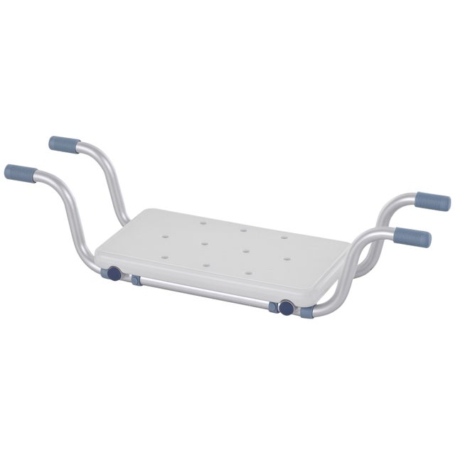 Siège de baignoire - HOMCOM - suspendu réglable tabouret de salle de bain ergonomique - alu HDPE - 73-83x22x18cm - blanc