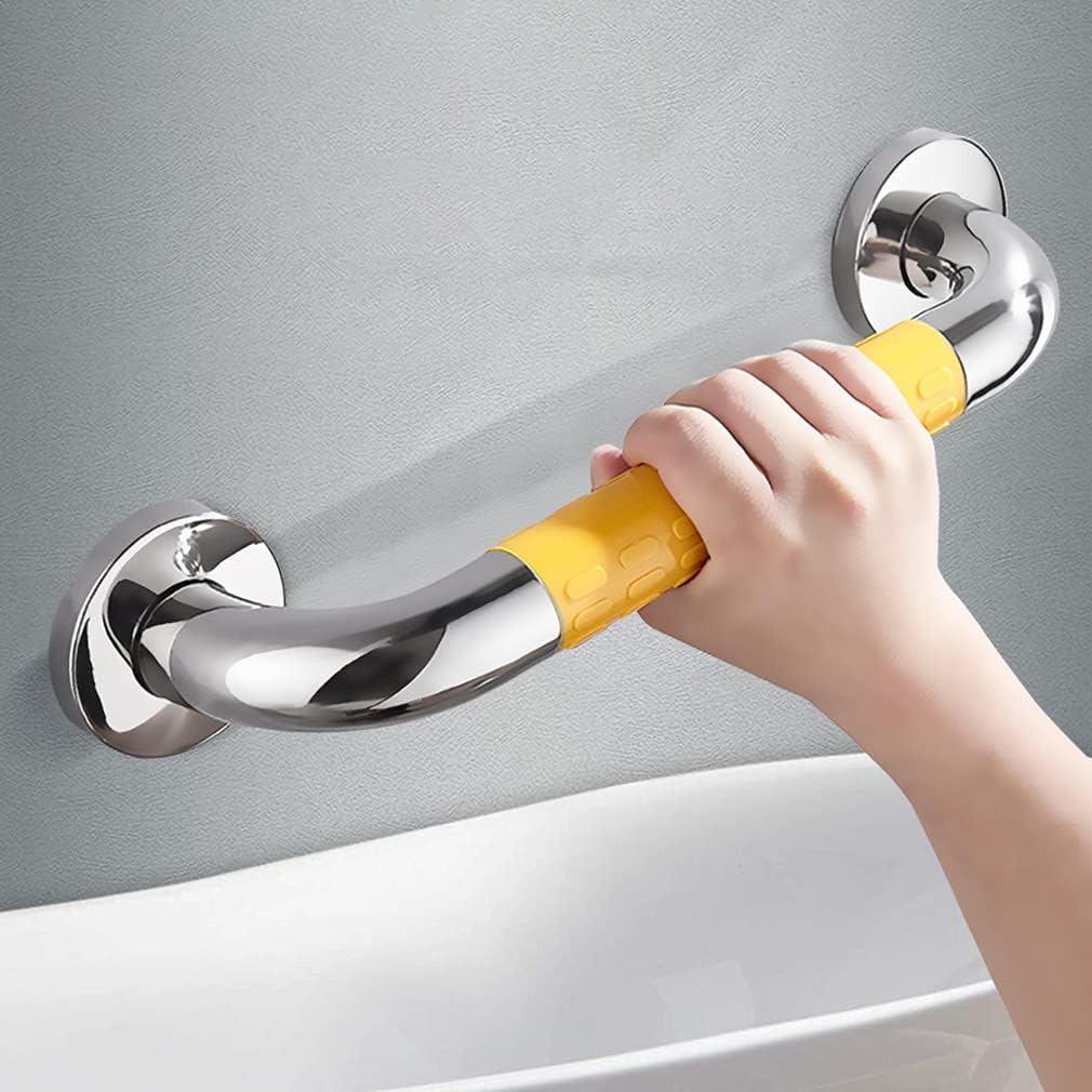 Uchwyt prysznicowy, uchwyt antypoślizgowy, uchwyt ścienny ze stali nierdzewnej, uchwyt do wanny (30 cm, żółty)