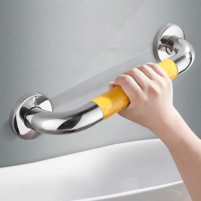Uchwyt prysznicowy, uchwyt antypoślizgowy, uchwyt ścienny ze stali nierdzewnej, uchwyt do wanny (30 cm, żółty)