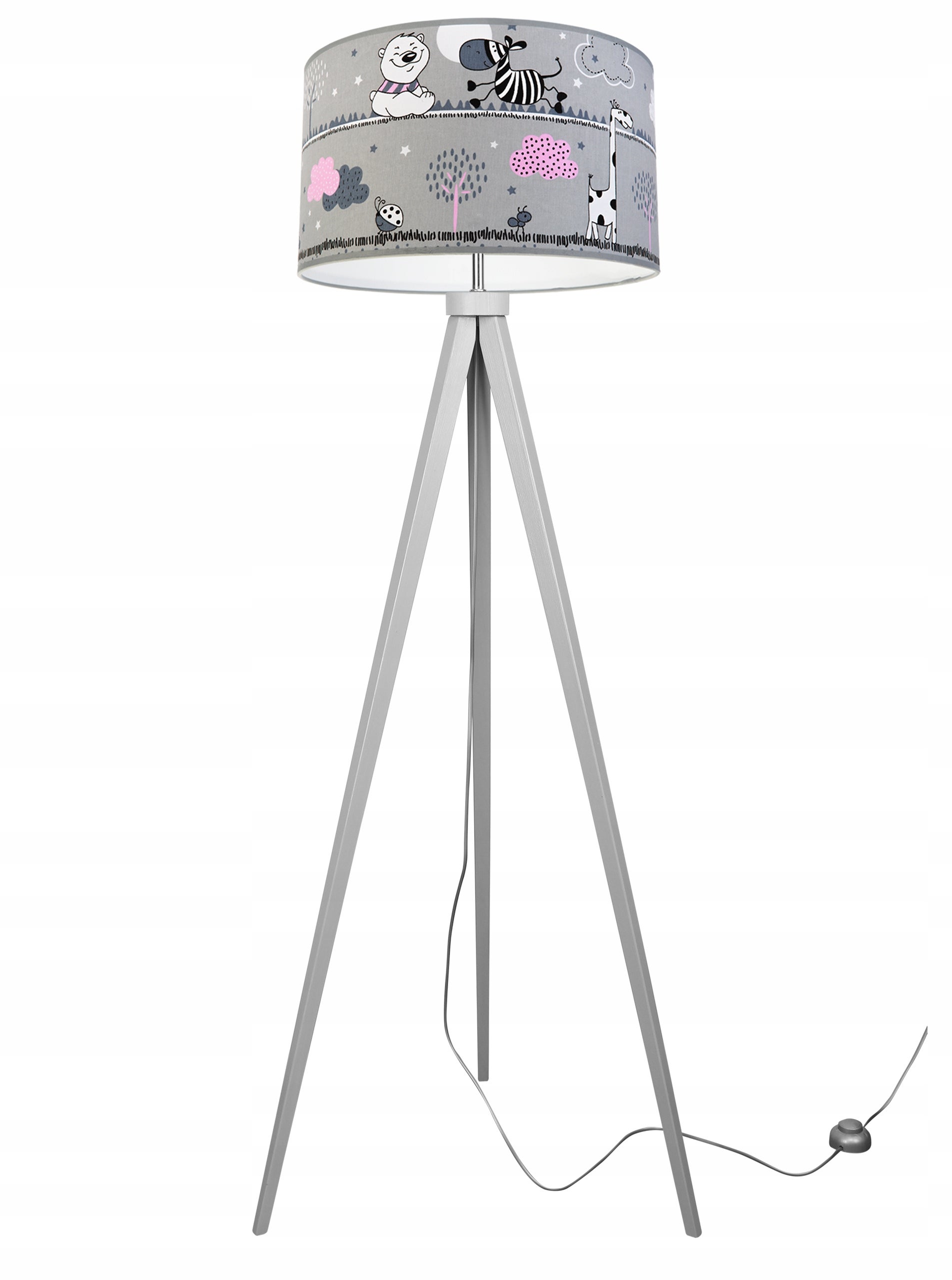 Lampa podłogowa stojąca trójnóg Koale 1xE27 abażur owalny szary Light Home LH