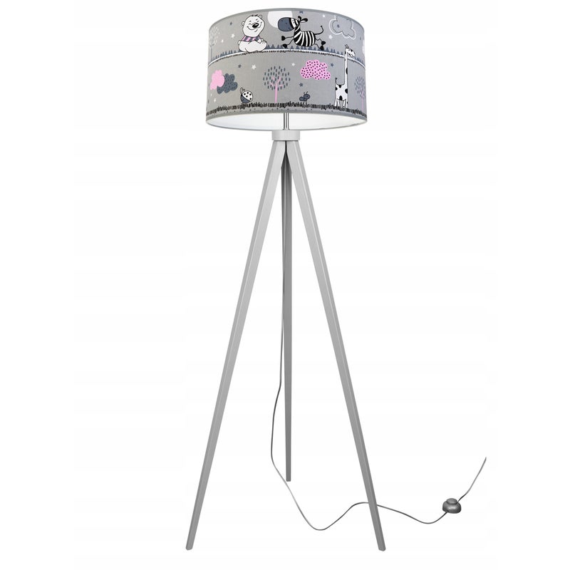Lampa podłogowa stojąca trójnóg Koale 1xE27 abażur owalny szary Light Home LH
