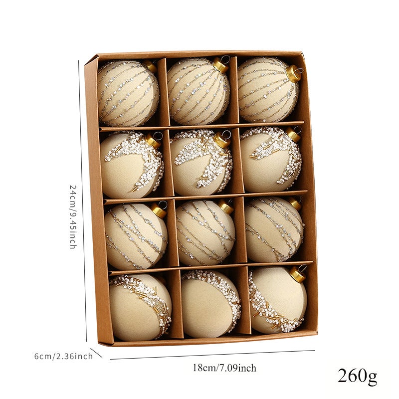Conjunto de 12 bolas de Natal flocadas brancas, bolas penduradas para árvores de Natal, decorações para árvores de Natal, adequado para festas - 4
