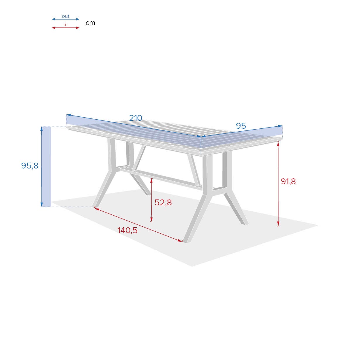 Table haute de jardin rectangulaire Papouasie Acacia - Hespéride - 5