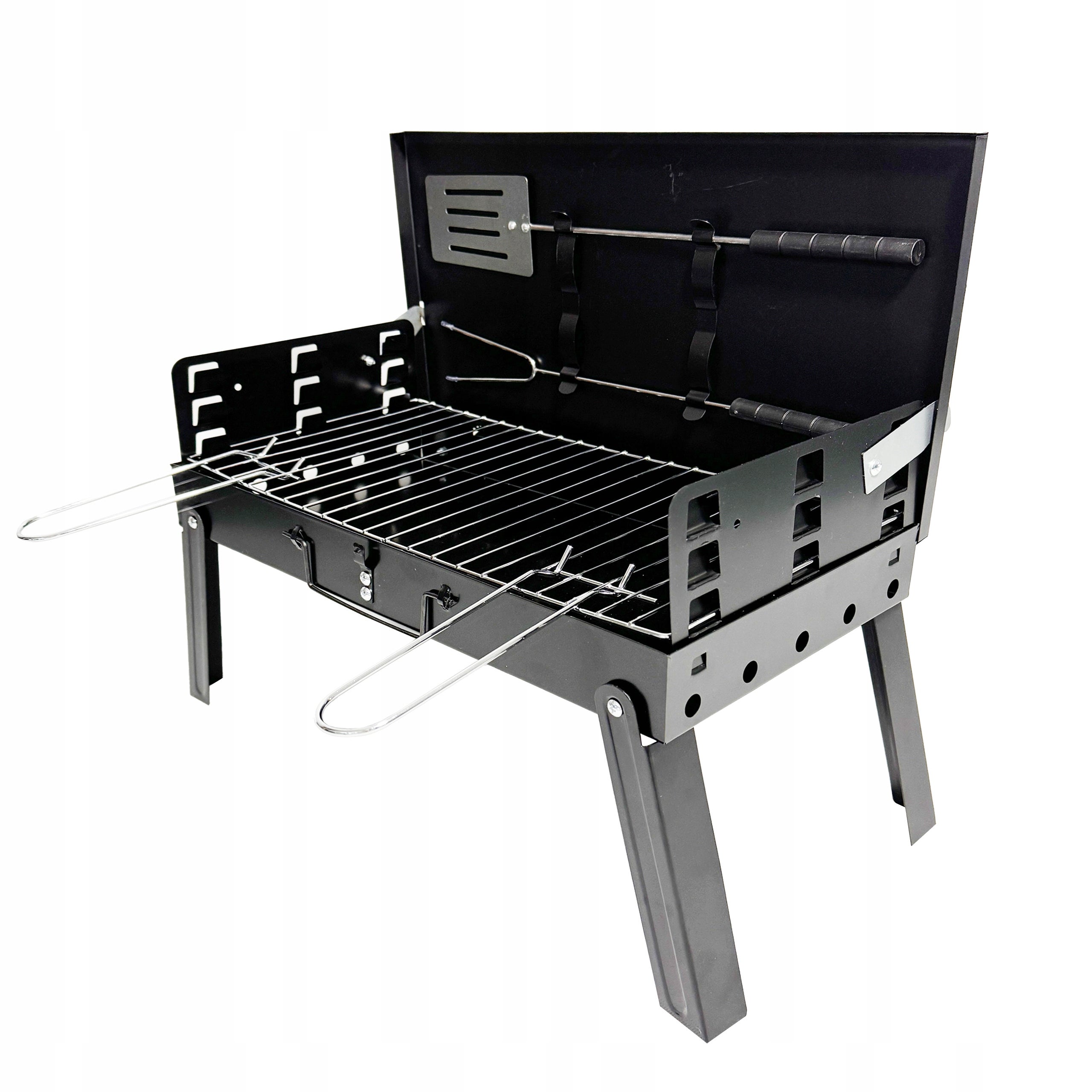 Grill węglowy turystyczny składany przenośny walizka + akcesoria BBQ1009 - 4