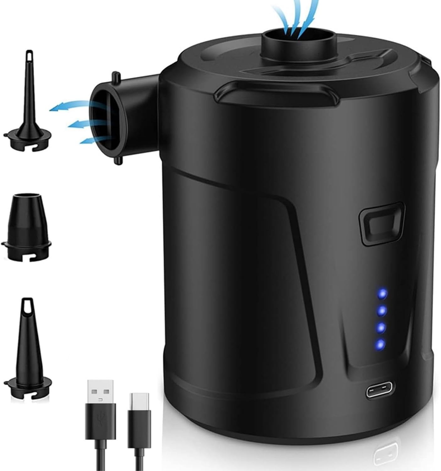 Elektryczna pompa powietrza 300 l/min – przenośna pompka do pompowania/wypompowywania powietrza 4 KPA do łóżek dmuchanych, bojek, na kemping