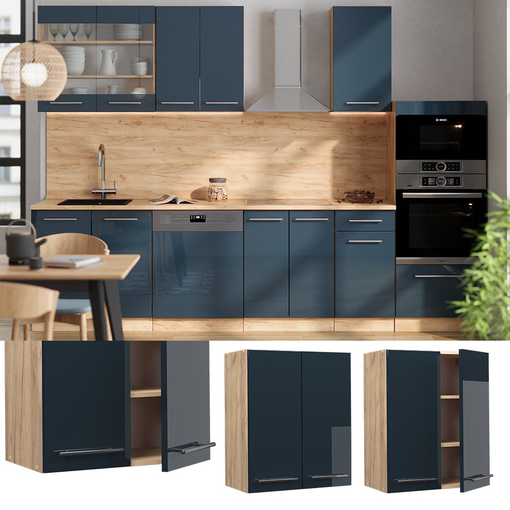 Vicco Elément haut de cuisine Fame-Line, Bleu foncé brillant, 60cm - 2