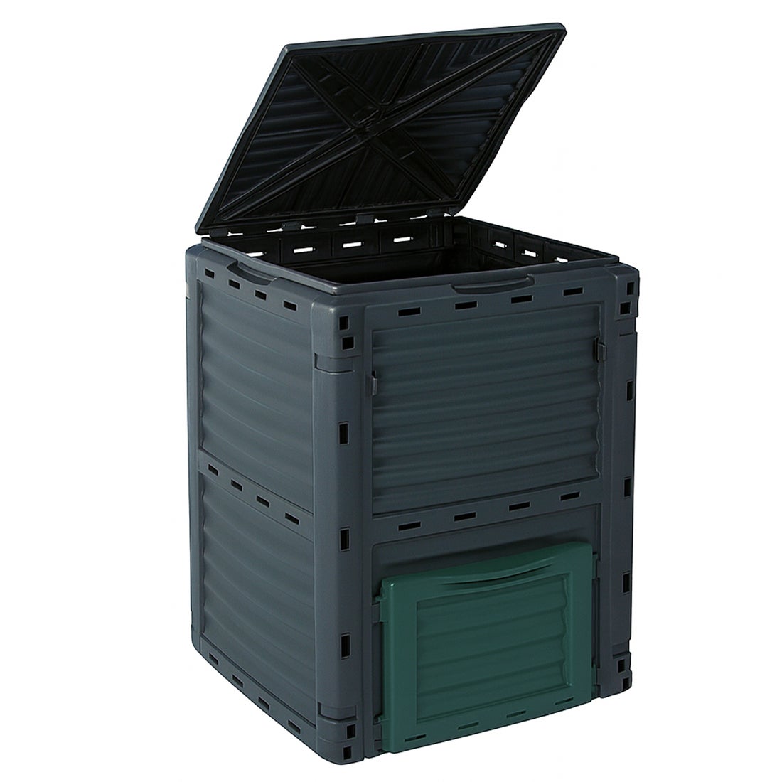 Compostador de Jardín 300L con Tapa Abatible y Ventilación Lateral - 3