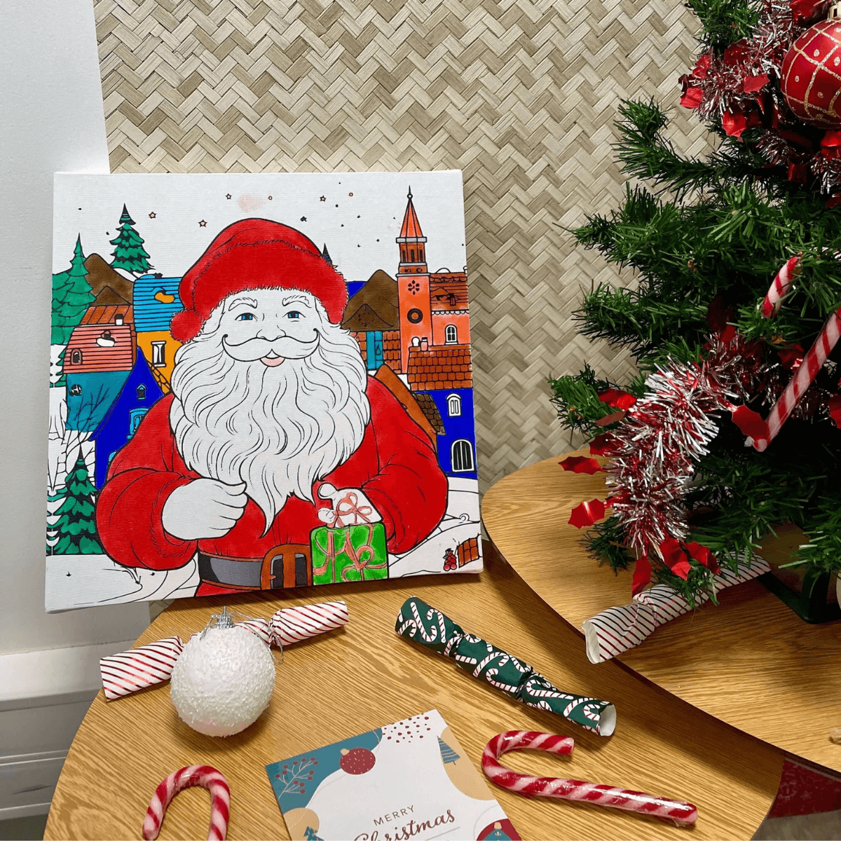 Tableau sur toile à colorier père Noël 30x30 cm - 2