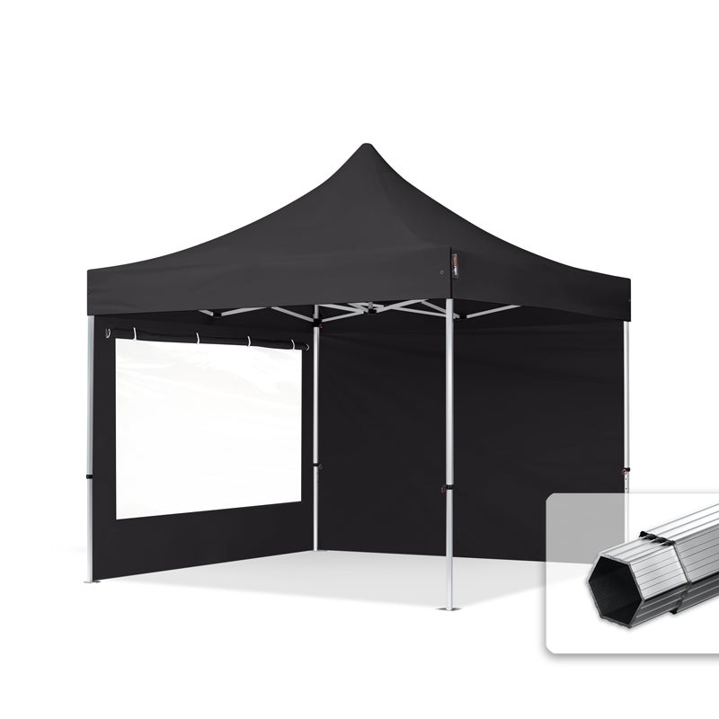 3x3 m Namiot Ekspresowy PROFESSIONAL Alu 40mm, ze ścianami bocznymi, okna panoramiczne, czarny
