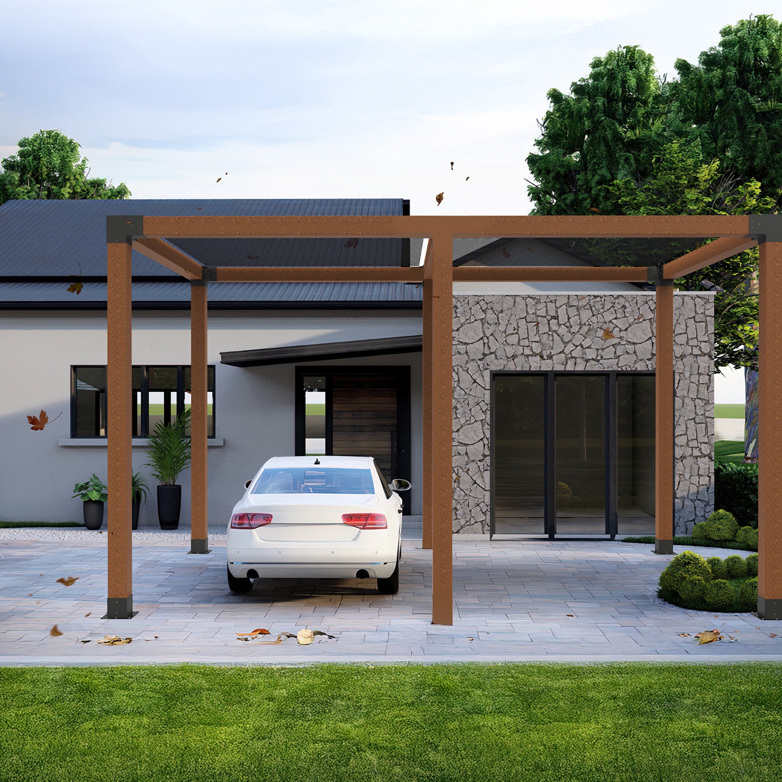Kit Supports Pergola VEVOR 6x6 pouces (int. 5,5x5,5),4 Supports Angulaires 3 Voies,Base DIY Bois pour Pergolas,Gazebos,Cabanes - 8