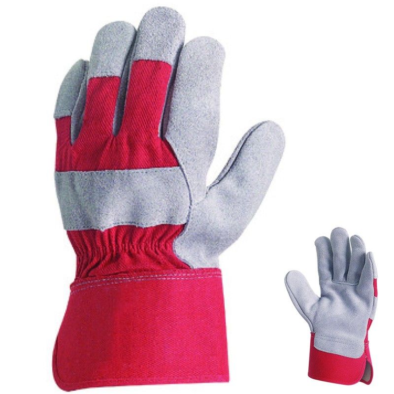 Gants docker croûte vachette, toile rouge - Coverguard - Taille 2XL-11 - 3