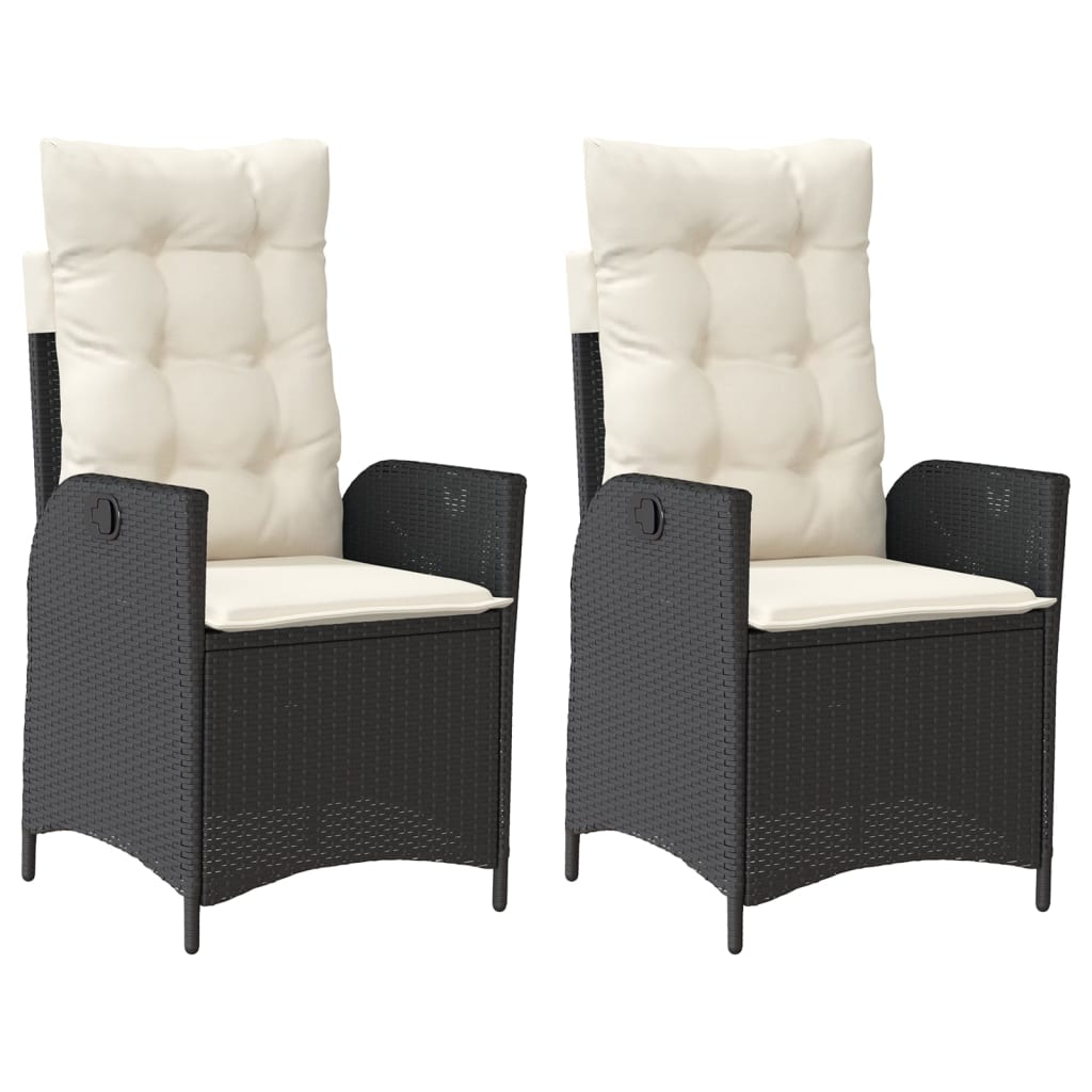 SURENHAP Chaises Inclinables De Jardin Lot De 2 Et Coussins Noir Rotin