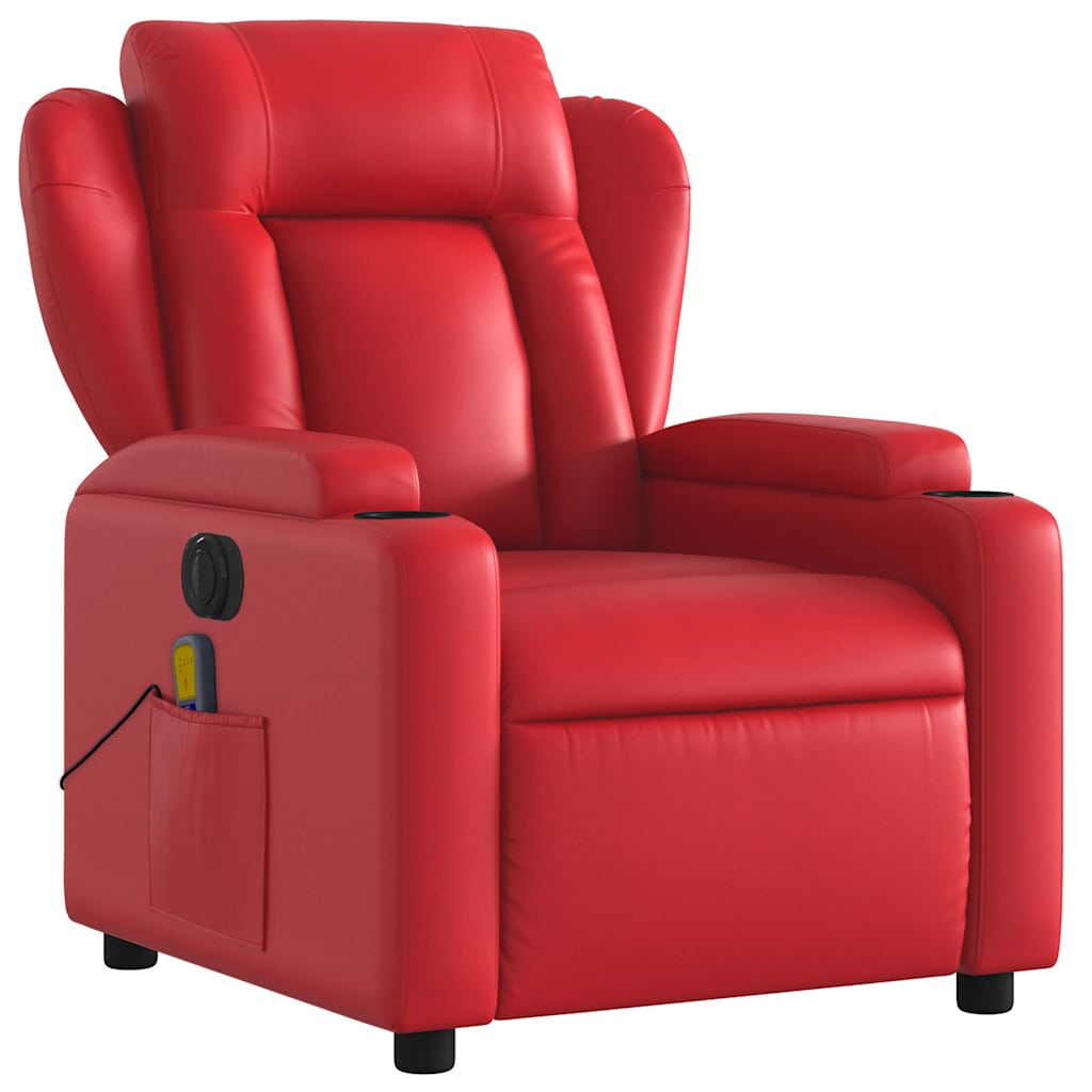 Maison Exclusive - Sillón de masaje reclinable eléctrico de cuero artificial rojo - 4