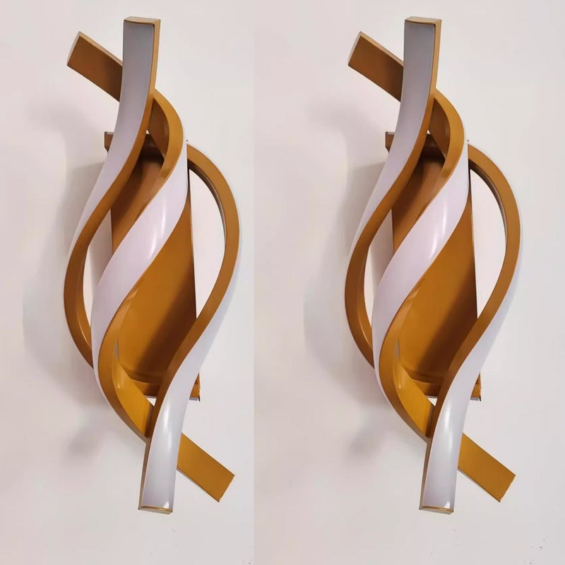 Zestaw 2 lamp ściennych, aluminiowych lamp ściennych LED, dekoracyjnych lamp wewnętrznych, diod LED, trójkolorowych - żółtych - 33×20×12 cm