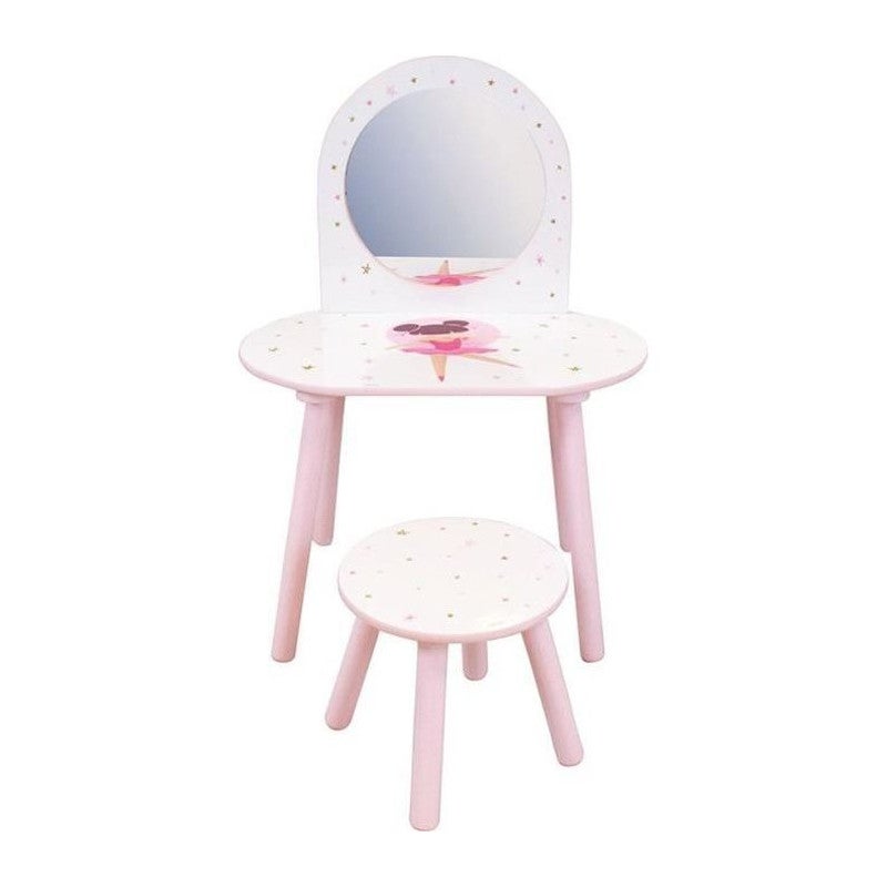 Toaletka fun-house Danseuse Ballerine MDF biało-różowa 80 cm z taboretem 28 cm