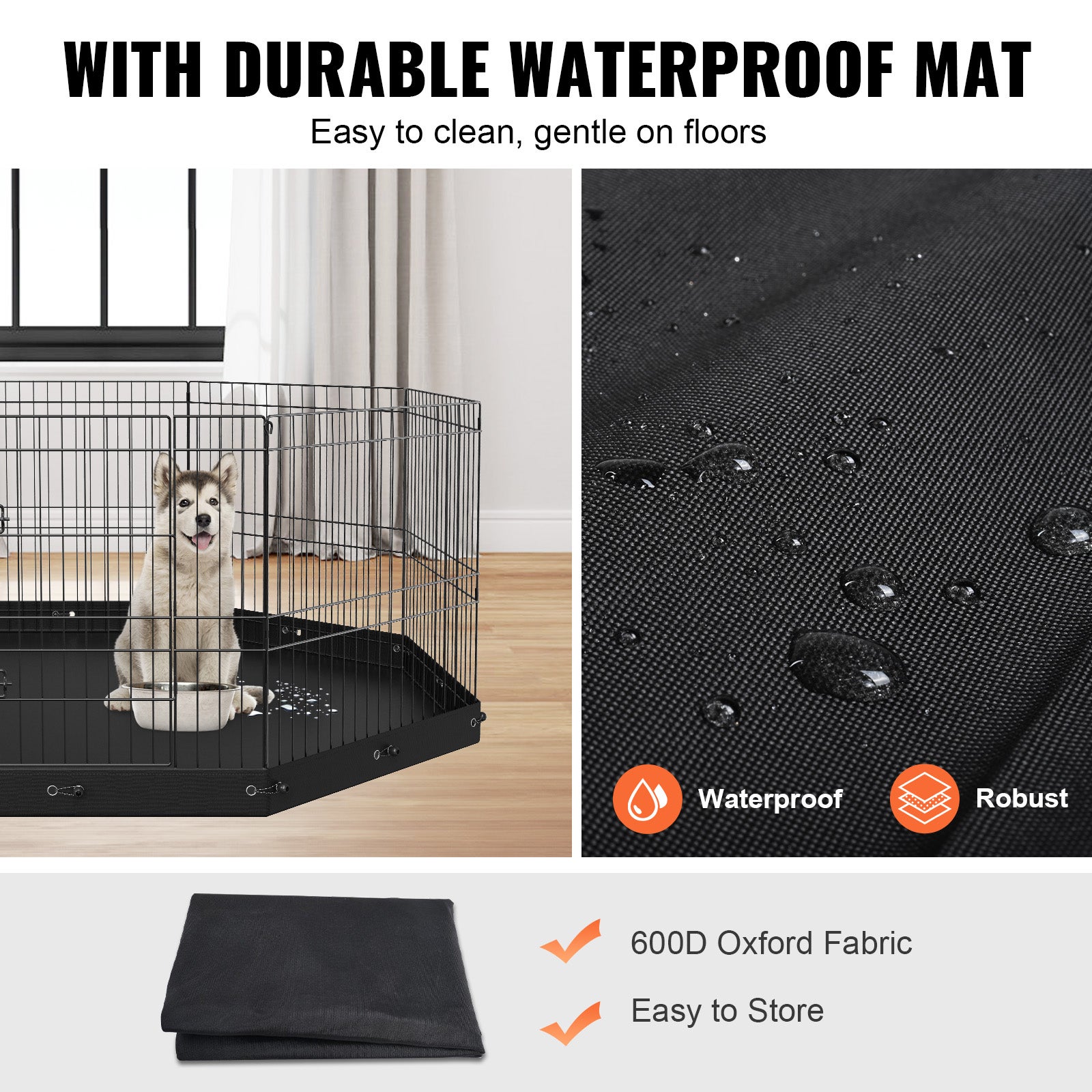 Valla para perros,paquete de SucceBuy 8,valla metálica plegable de 61 cm con almohadilla inferior y estacas,ideal para acampar y para el jardín - 6