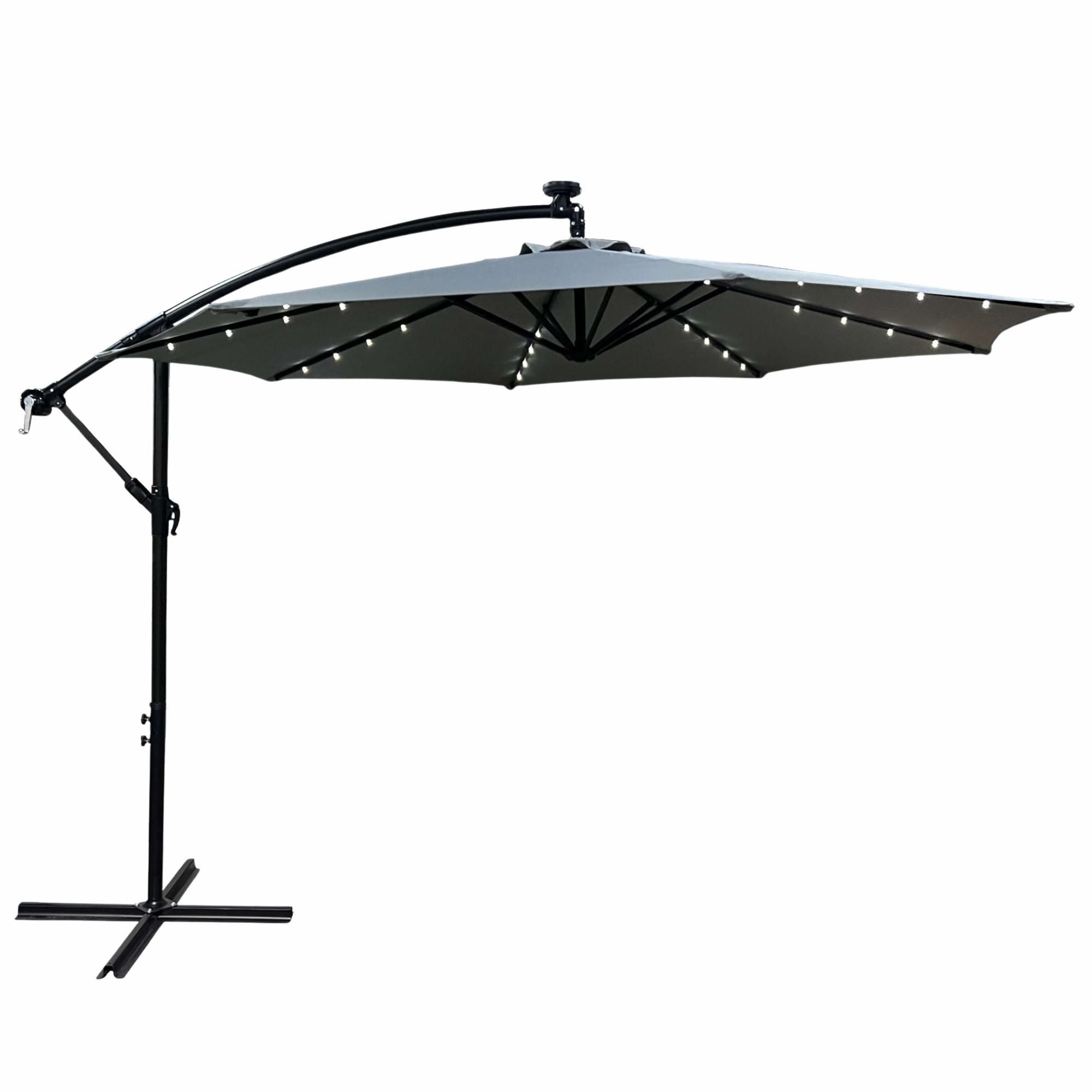 Parasol ogrodowy MILIN jasnoszary z oświetleniem LED waga 12,7 kg wymiary 300x00x45 cm