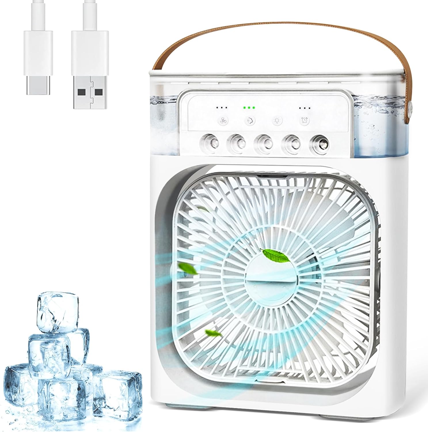 Przenośny klimatyzator, klimatyzator 4 w 1, mini klimatyzator przenośny 600ML, mini wentylator klimatyzatora 3 prędkości, 3 tryby