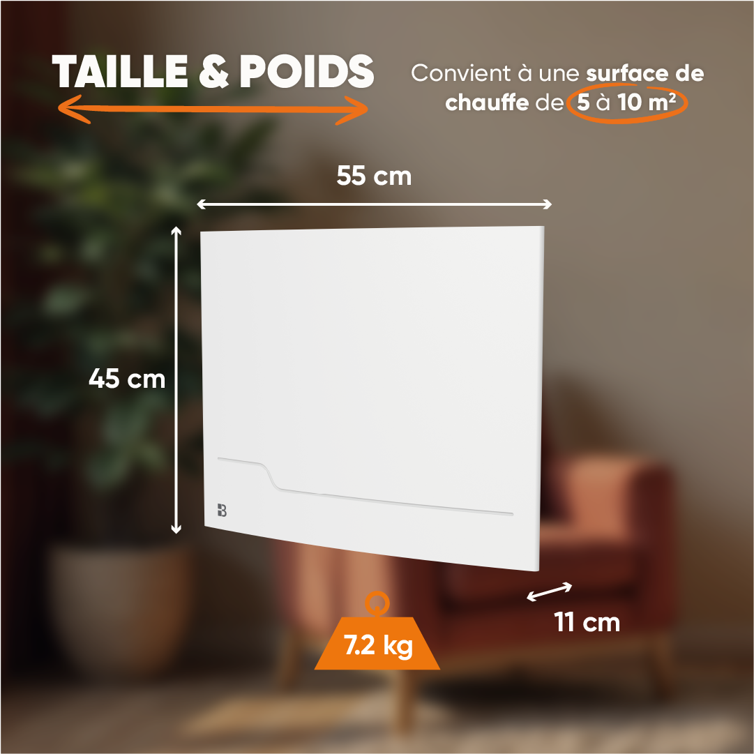 Radiateur électrique fixe à inertie sèche fonte 1000W Bestherm ZOE horizontal blanc - 5