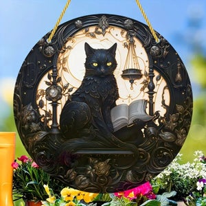 Statue Chat Noir Doigt D'Honneur - Figurine Bois Décoration Intérieur Extérieur, Cadeau Amusant Pour Amoureux Des Chats, Taille M Statue Bois Chat Humoristique