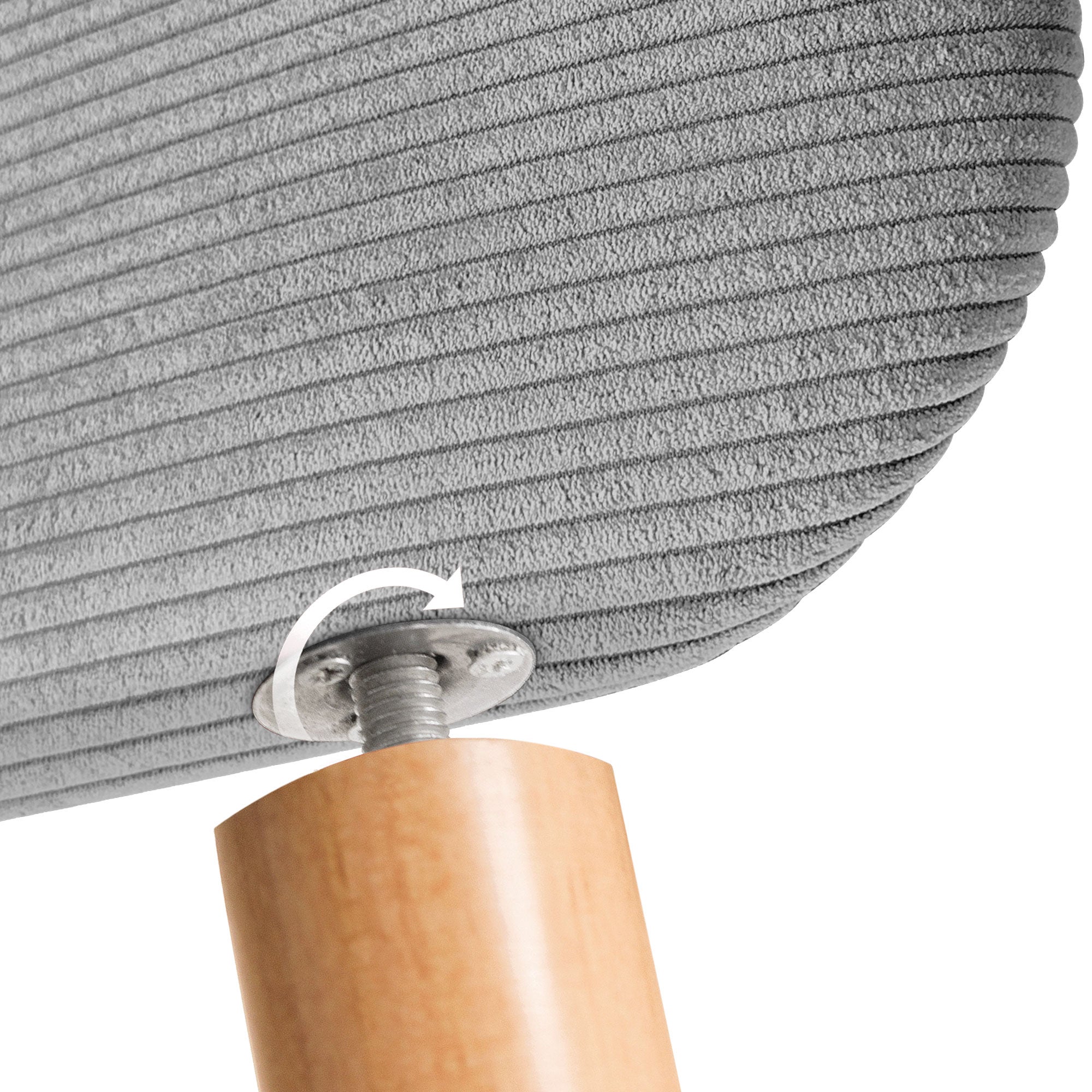 DHOME Cabecero Tapizado en Pana con Patas Redondeado para Pared Acústicos Cabeceros Absorbentes Cabezal Cama Dormitorio (Gris, 160cm) - 7