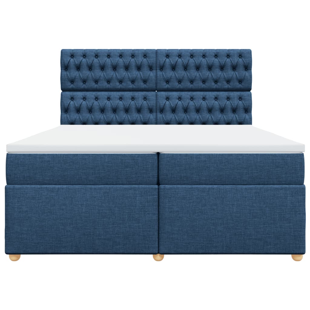 Maison Exclusive - Sommier à lattes de lit avec matelas Bleu 200x200 cm Tissu - 4