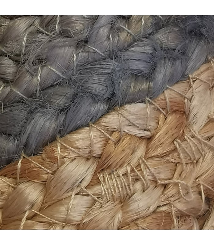 Tapis rond en jute tressé, bicolore naturel et kaki, 120 cm, Dylrev - 2