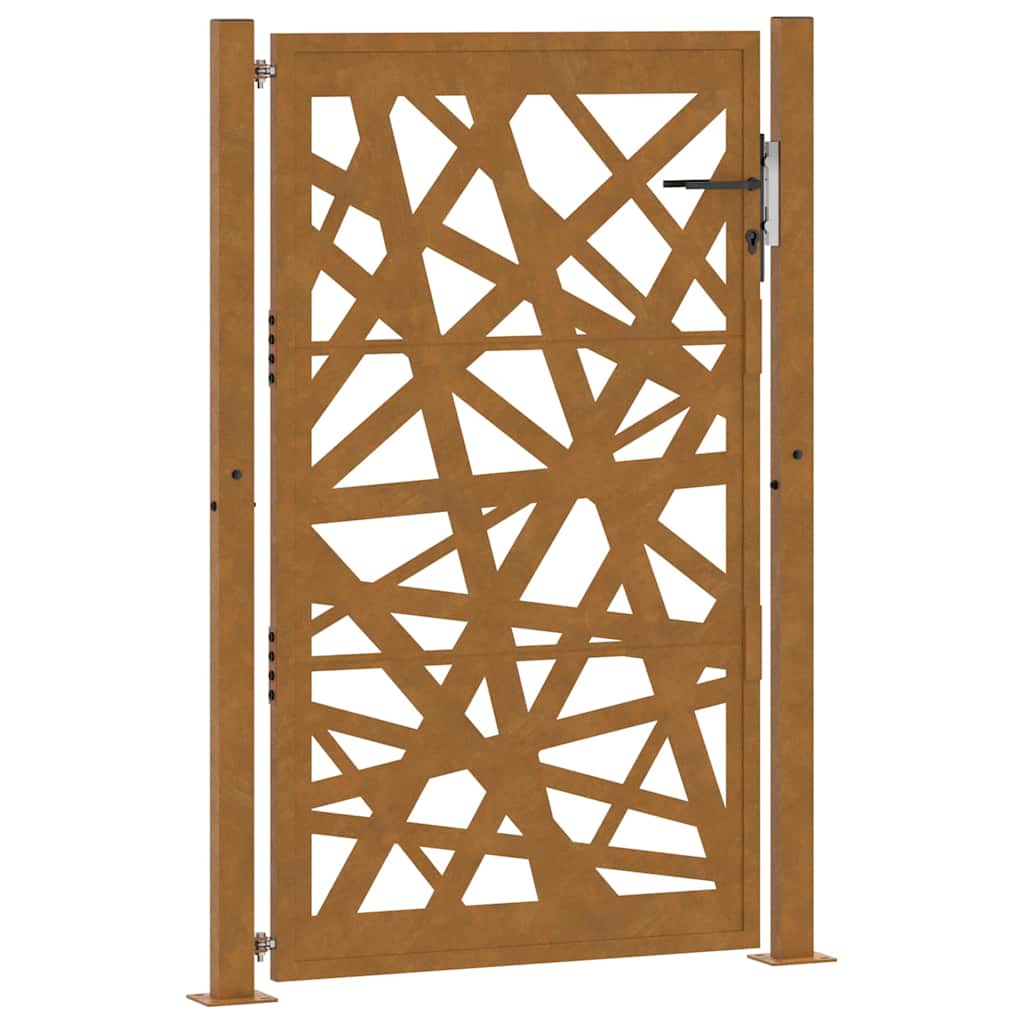 Portail De Jardin En Acier Corten - 85x100cm, Design Découpé Laser, Verrouillable - 3