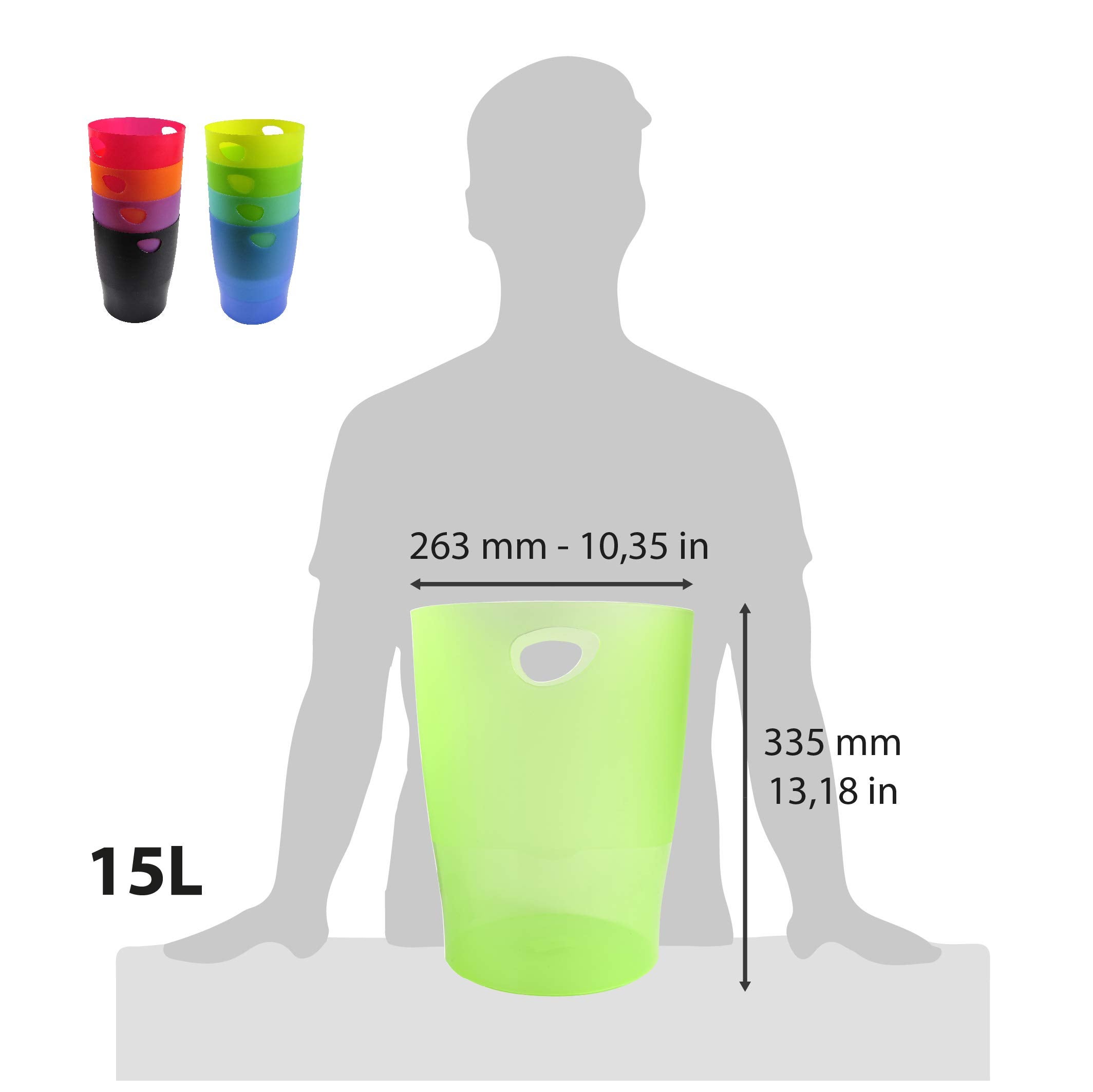 Exacompta 45399D Cestino Gettacarta, Colori Assortiti, 26.3 x 26.3 x 33.5, 8 pezzi - 2