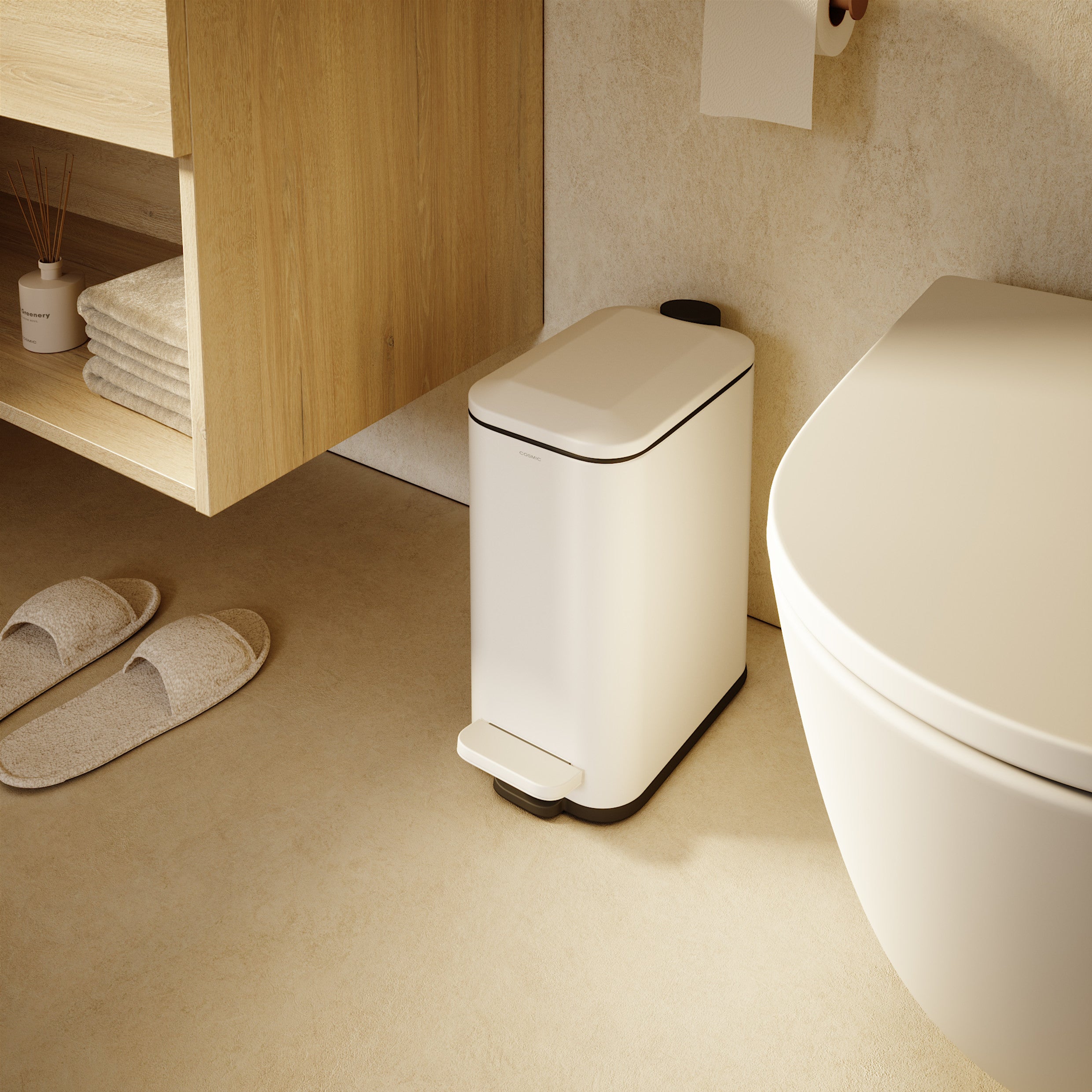 COSMIC Poubelle salle de bain 5L, Pédale, Gobelet Intérieur Amovible, Fermeture Douce, Design Compact, Aluminium, Collection ESSENTIALS - 3