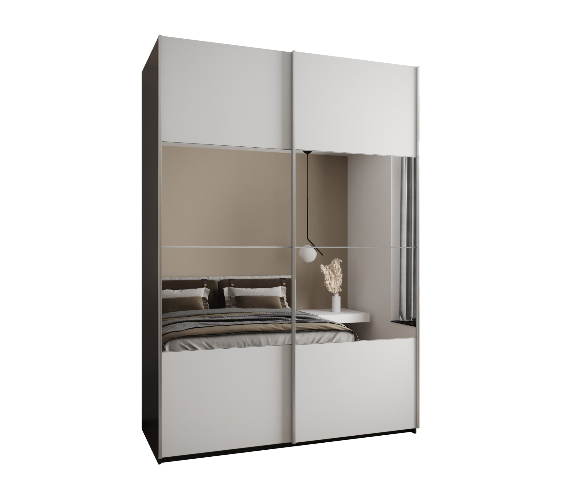 Szafa przesuwna wysoka Lux 4 180 x 64 x 245,5 cm czarny + biały + u. srebrny - Abiks Meble