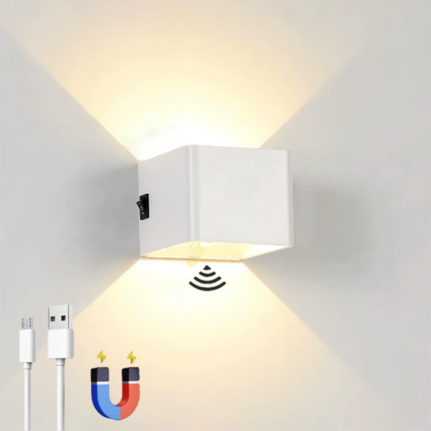 Applique Murale LED Avec Détecteur De Mouvement, Lampe Murale Rechargeable Avec 3 Modes Autoarreton Eclairage Mural Rechargeable Usb C Up Down Eclairage Lampe Sans Fil Blanc2 Piece 88444624