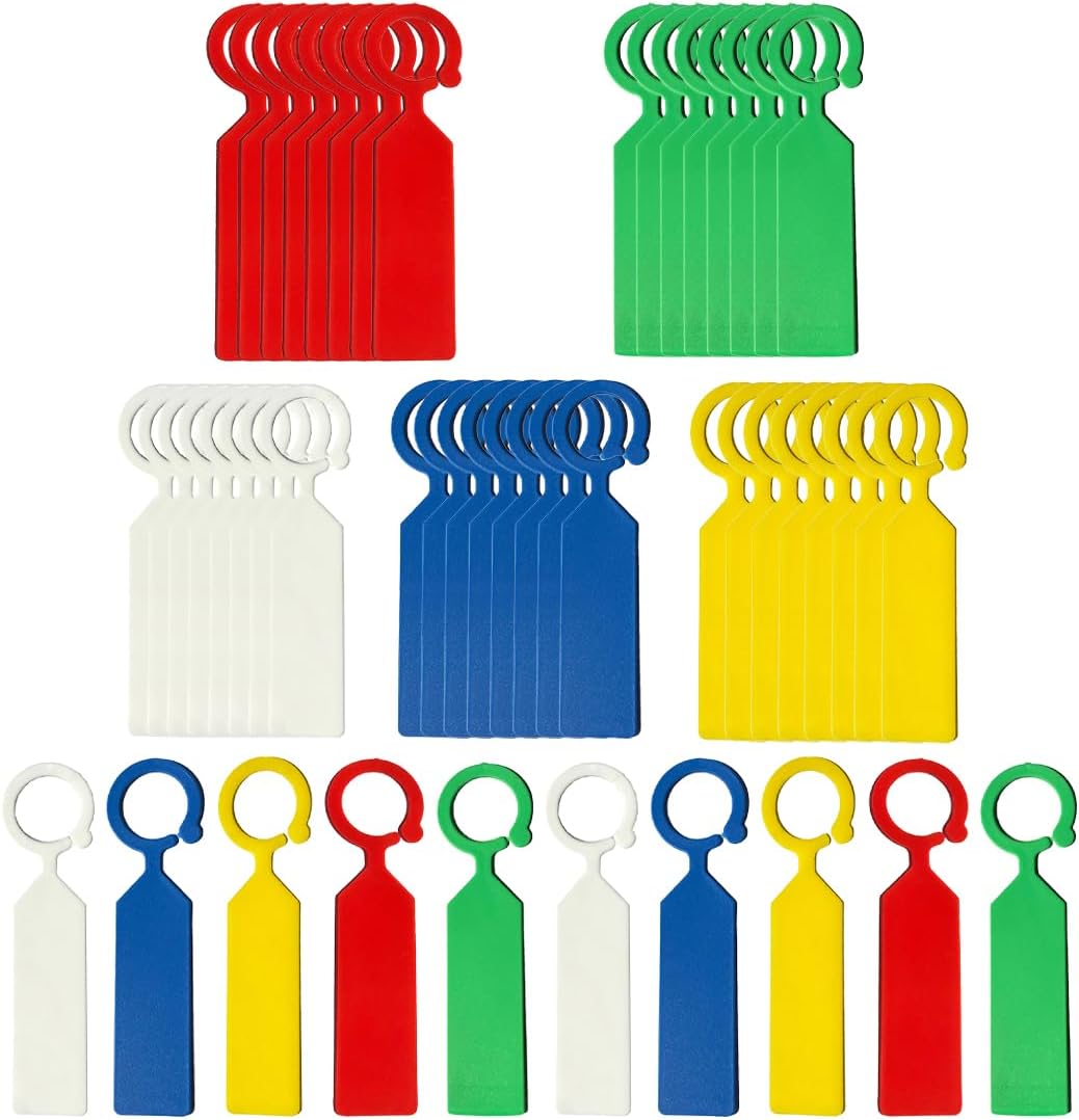 50 wodoodpornych i odpornych na warunki atmosferyczne wiszących etykiet na rośliny do ogrodu (11 x 2,4 cm) – wielokrotnego użytku z PVC