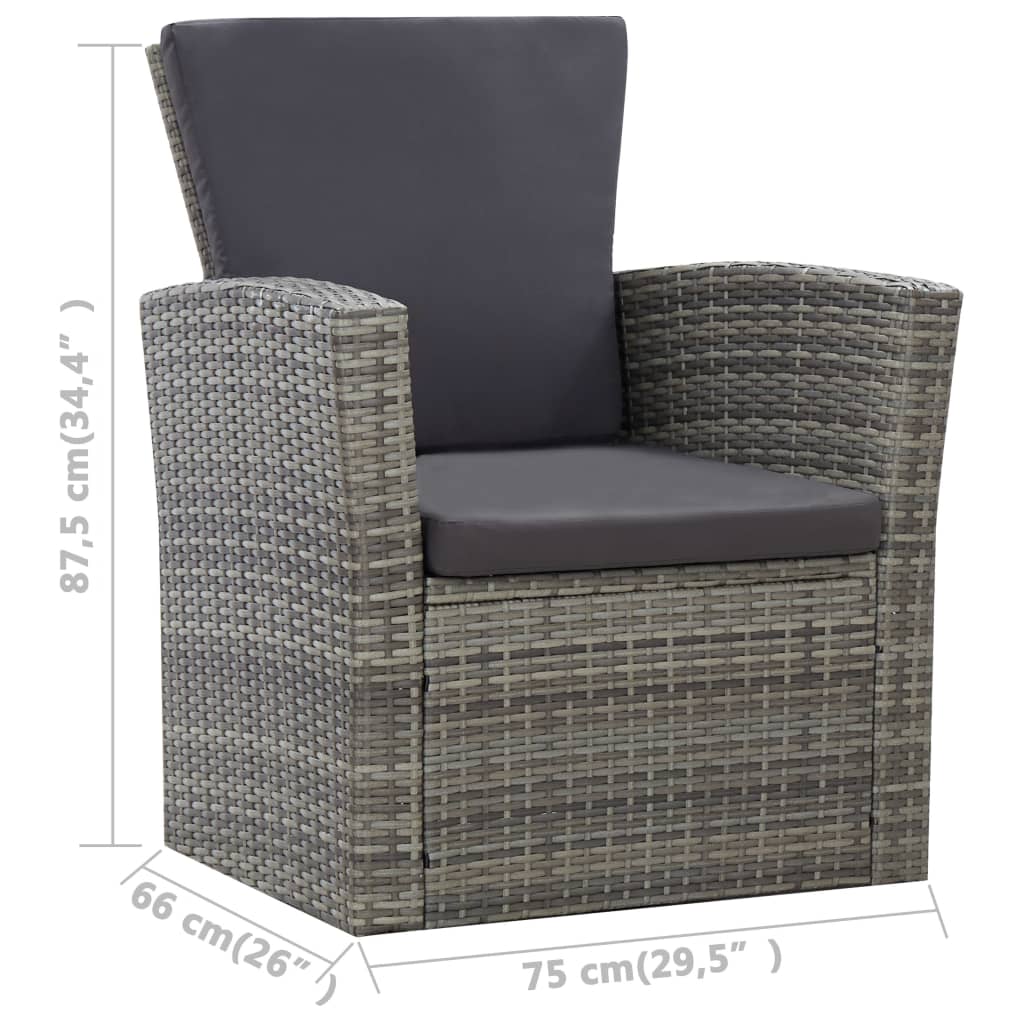 Salon bas de jardin en Rattan synthétique Gris 4 personnes - 3