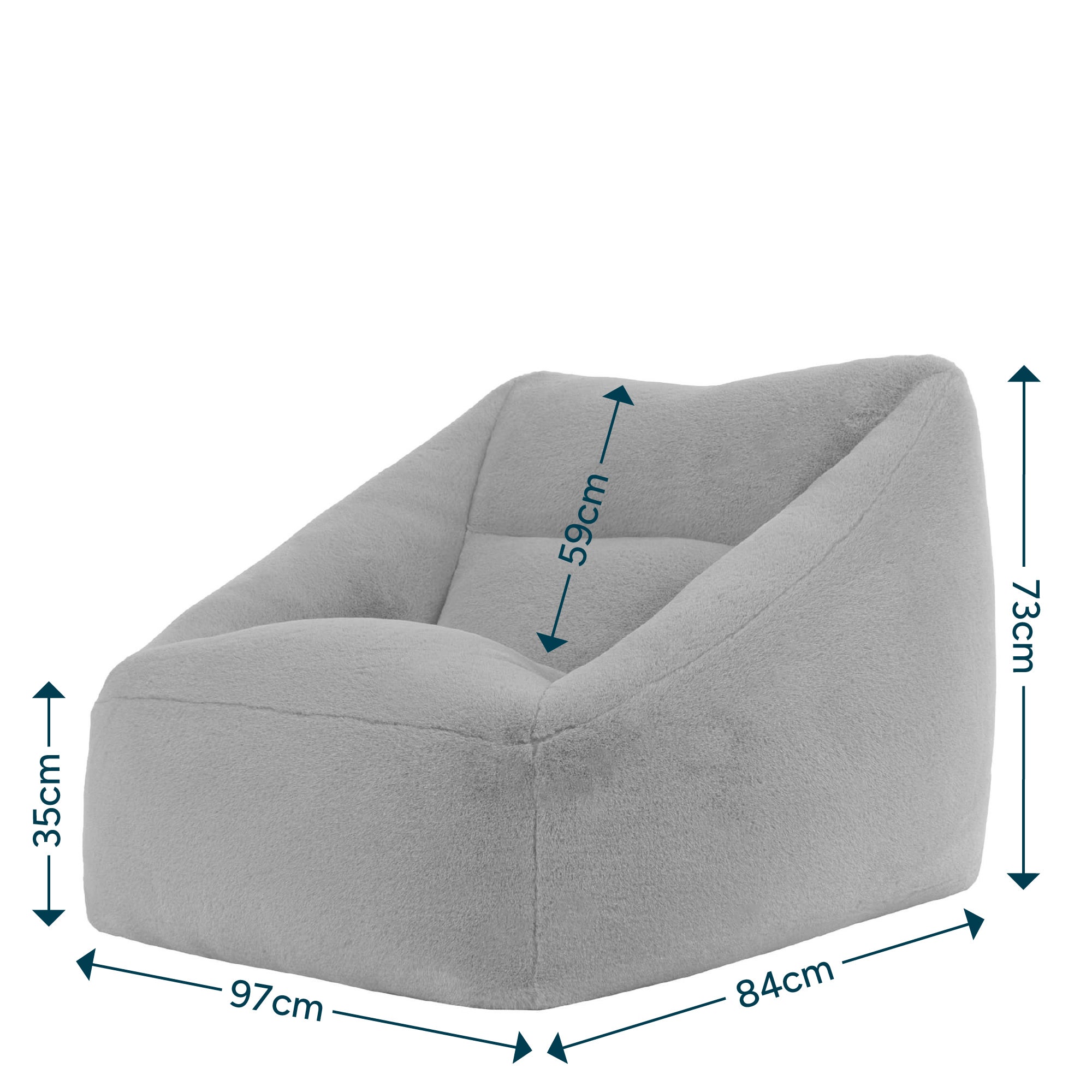 Pouf fauteuil Icon imitation fourrure luxueuse de lapin gris clair, salon, chambre, 97x84cm Oeko-Tex® - 8